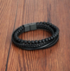 Picture of Men's Multilayer Leather Bracelet with Volcanic Stone Beads and Stainless Steel Magnetic Clasp 📿
