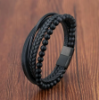 Picture of Men's Multilayer Leather Bracelet with Volcanic Stone Beads and Stainless Steel Magnetic Clasp 📿