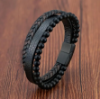 Picture of Men's Multilayer Leather Bracelet with Volcanic Stone Beads and Stainless Steel Magnetic Clasp 📿