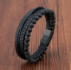 Picture of Men's Multilayer Leather Bracelet with Volcanic Stone Beads and Stainless Steel Magnetic Clasp 📿