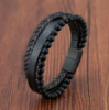 Picture of Men's Multilayer Leather Bracelet with Volcanic Stone Beads and Stainless Steel Magnetic Clasp 📿