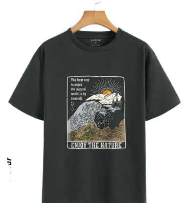 Picture of Waves & Slogan Graphic Drop Shoulder Tee - Casual T-Shirt for Women🌊