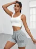 Picture of Slogan Embroidery Frayed Hem Sports Shorts☀️