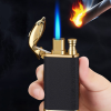 Picture of Dragon Double Flame Lighter - Windproof Jet Fire with Inflatable Crocodile Design for Men's Gift🐲