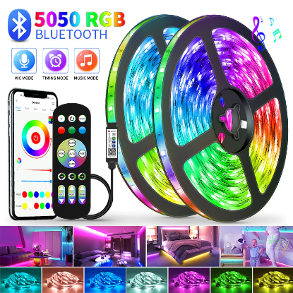 Picture of Transform Your Space with our 5050 RGB LED Strip Lights! 🌟 Choose from 1M-30M with USB Connection, Infrared Remote or Bluetooth Control for Luces Luminous Decoration in your Living Room, Bedroom or Anywhere Else! 💡